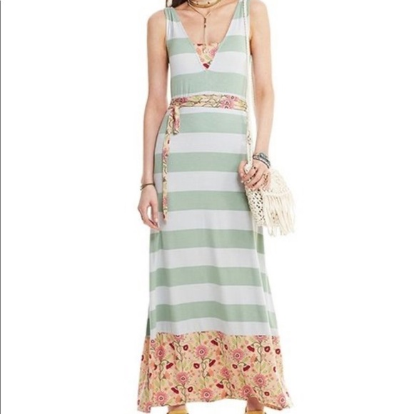 Matilda Jane Dresses & Skirts - Matilda Jane Seaside Afternoon Floral Stripe Print Sleeveless Maxi Dress